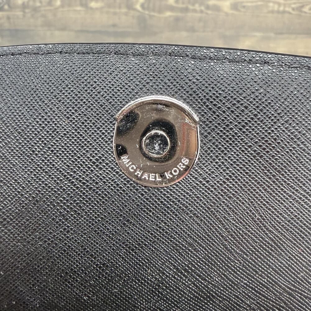 Michael Kors Ava Black Leather and Rhinestone Crossbody Satchel Purse - Picture 10 of 12